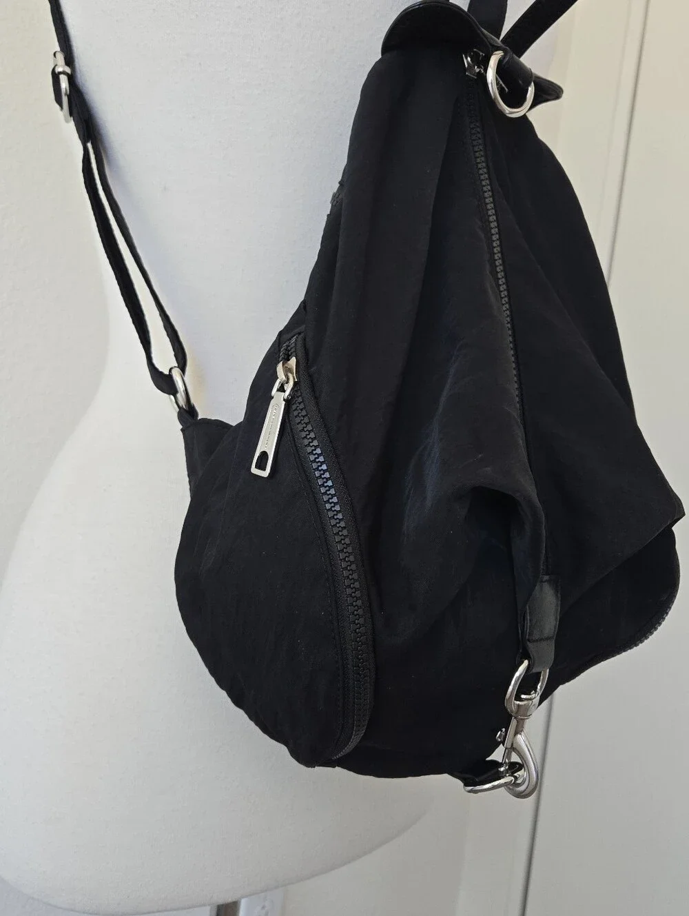 Rebecca‎ Minkoff Julian Black  Nylon Leather Backpack Silver Hardwear
